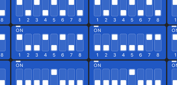 An illustrated DIP switch.